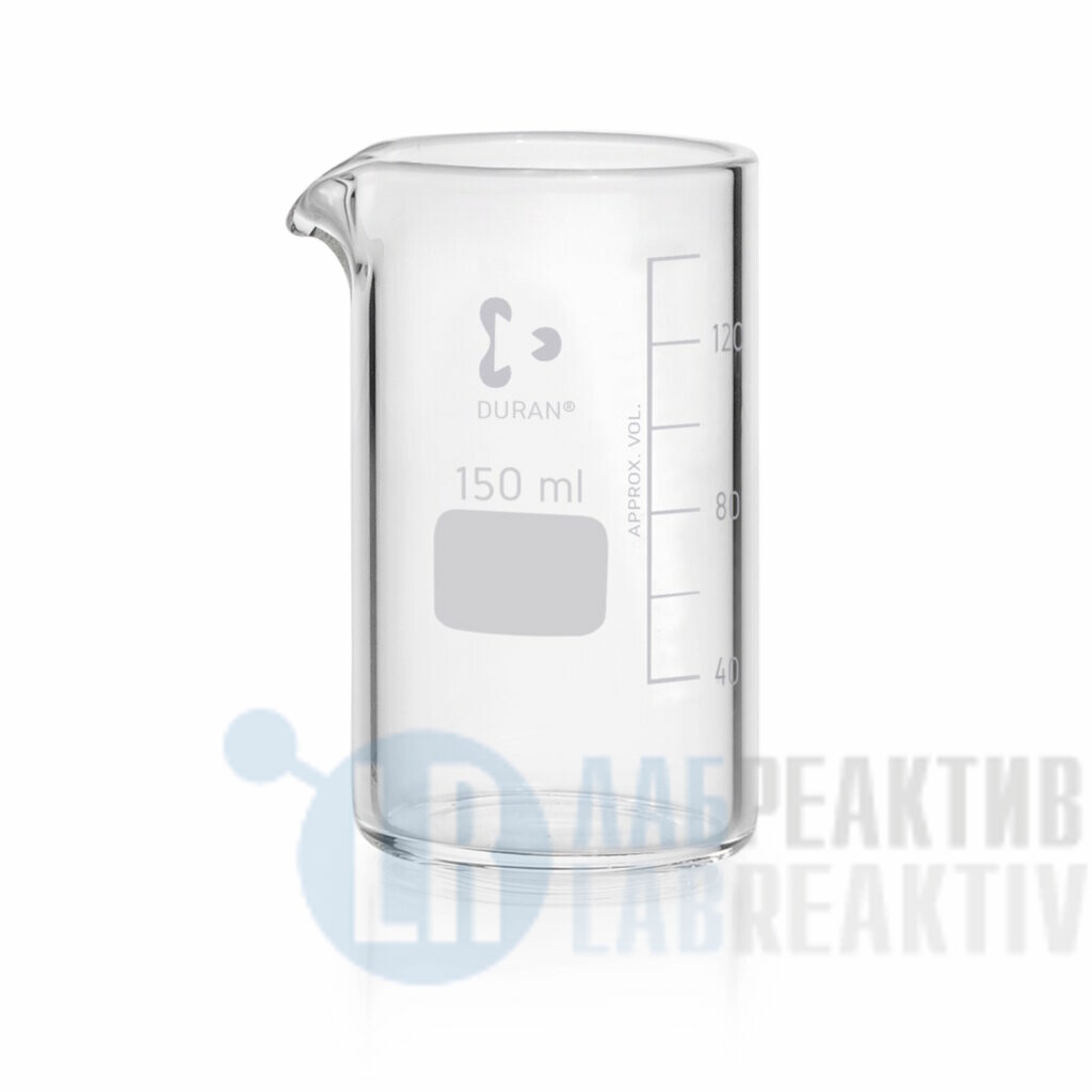 термостойкий. стакан лабораторный высокий градуированный стеклянный 150 мл.