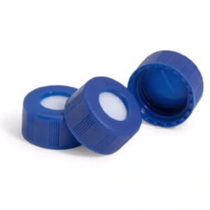 Фото 9 - Синяя с вклеенной септой Lab-Support Super Bonded синий PTFE/белый силикон, с прорезью, для виал 9 мм, 100 шт./упаковка