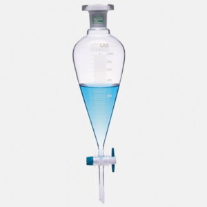 Фото 3 - Воронка делительная грушевидная ISOLAB 100 мл, с градуировкой, NS19/26, PTFE кран, стекло