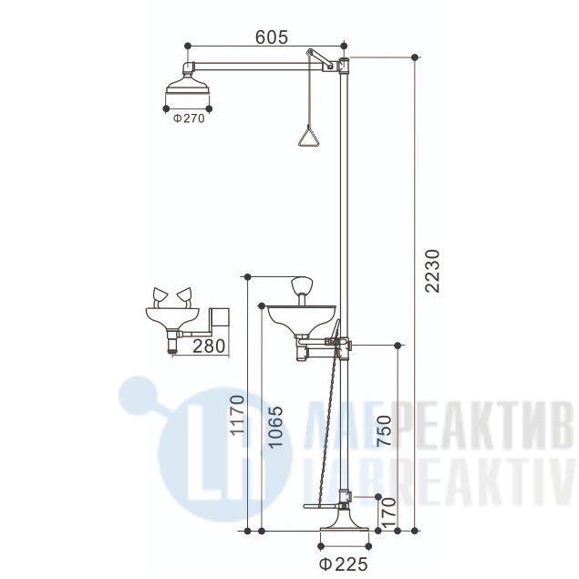 Изображение №1 - Аварийный душ для промывки глаз WJH0358A-1 - Лабреактив
