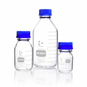 Фото 1 - Бутыль DURAN® Protect 750 мл, GL45, с крышкой и сливным кольцом, с защитным покрытием (PU), бесцветное стекло