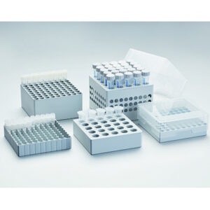 Фото 30 - Штатив для хранения криопробирок Eppendorf 1-2 мл, с внутр. резьбой, 100 мест, полипропилен, с крышкой, серый, Storage Box, 3 шт./упаковка