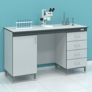 Фото 10 - Стол пристенный на опорных тумбах с дверцами и ящиками Laboratoroff СТ.СПК.150.60.90 серии Стандарт